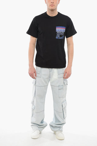 JEANS COUTURE Crew Neck Cotton T-Shirt with Printed Breast-pocket