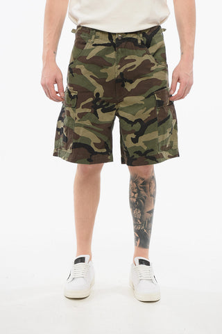 Cargo shorts with camouflage print