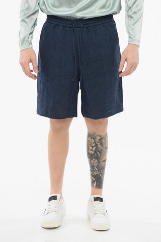 EMPORIO 4-Pocketed Linen Shorts with Drawstring