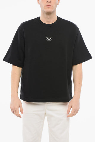 EMPORIO Felpa Girocollo a Maniche Corte con Logo Gommato