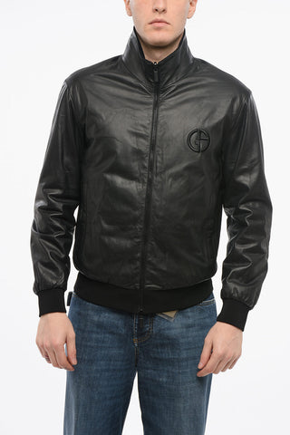 GIORGIO Reversible Leather Jacket with Embroidered Logo