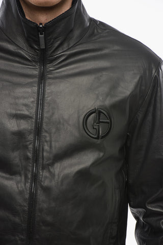 GIORGIO Reversible Leather Jacket with Embroidered Logo