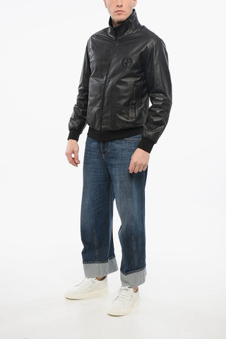 GIORGIO Reversible Leather Jacket with Embroidered Logo