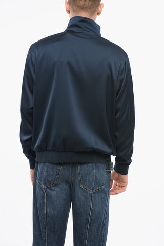Satin ACADEMY Mock Neck Sweatshihrt with Contrasting Side Bands