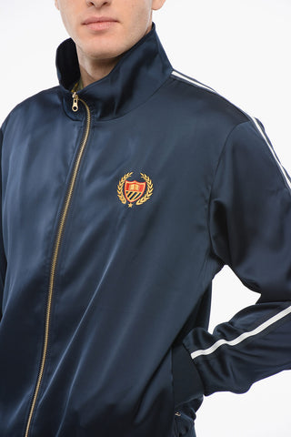 Satin ACADEMY Mock Neck Sweatshihrt with Contrasting Side Bands