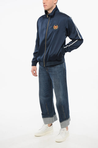 Satin ACADEMY Mock Neck Sweatshihrt with Contrasting Side Bands