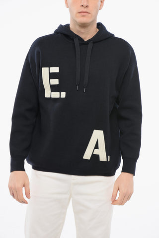 EMPORIO Knitted Hoodie with Embroidered Logo