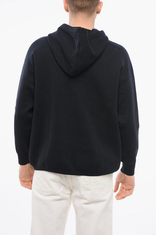 EMPORIO Knitted Hoodie with Embroidered Logo
