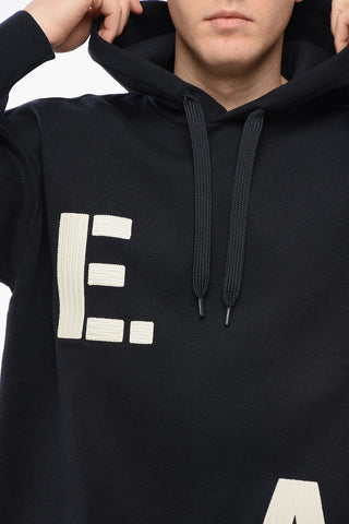 EMPORIO Knitted Hoodie with Embroidered Logo