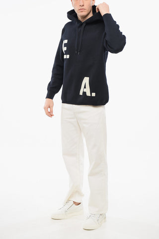 EMPORIO Knitted Hoodie with Embroidered Logo