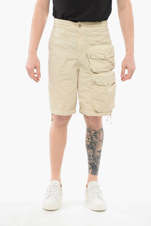 Solid-Color Nylon Cargo Shorts