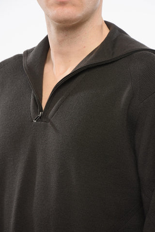 EMPORIO Pullover Mock Neck in Lana Vergine con Half Zip