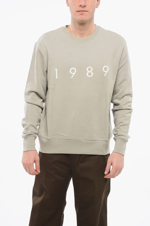Brushed Cotton Crewneck Sweatshirt with Embossed Logo