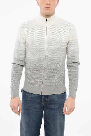 Gradient Effect Braided Sweater with Zipped Closure