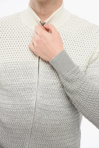Gradient Effect Braided Sweater with Zipped Closure