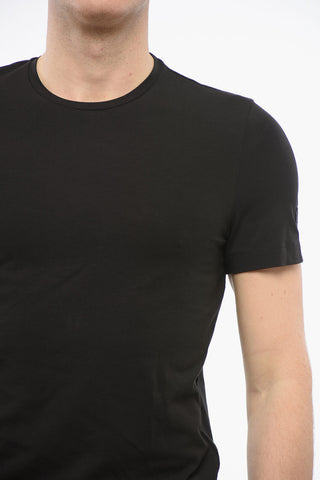 Solid Color Stretch Cotton Crewneck T-Shirt