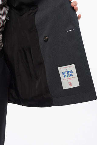 Blazer Doppiopetto in Lana Twill con Cuciture a Vista