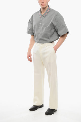 Front Pleated Virgin Wool Blend Pants with 4 Pockets