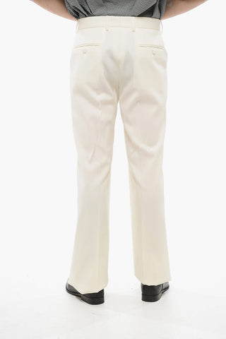 Front Pleated Virgin Wool Blend Pants with 4 Pockets