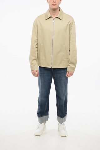 Overshirt Zip-up in Cotone con Tasche a Filo