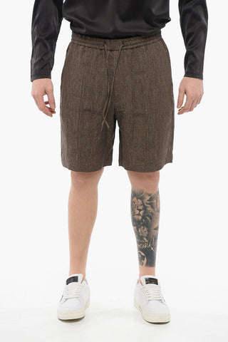 EMPORIO 4-Pocketed Linen Shorts with Drawstring