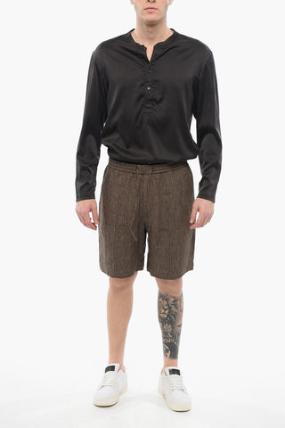 EMPORIO 4-Pocketed Linen Shorts with Drawstring