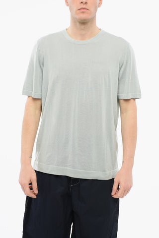 Solid Color Cotton Crew-neck T-shirt
