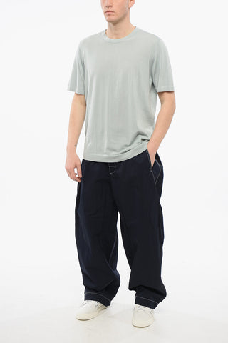 Solid Color Cotton Crew-neck T-shirt