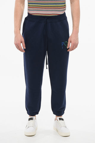 Fleeced Cotton Blend Sweatpants with Embroidered Logo