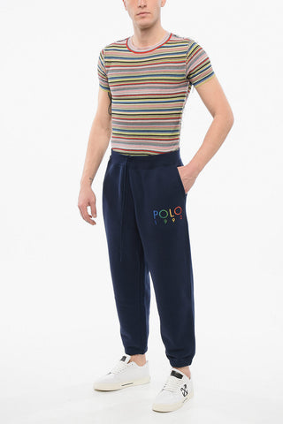 Fleeced Cotton Blend Sweatpants with Embroidered Logo
