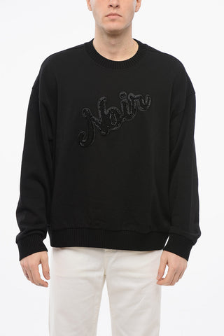 EMPORIO Crew Neck NOIR Sweatshirt with Beaded Embroidery