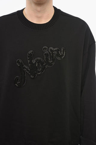 EMPORIO Crew Neck NOIR Sweatshirt with Beaded Embroidery