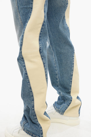 Jeans straight-leg MOTO with leather insert 22cm
