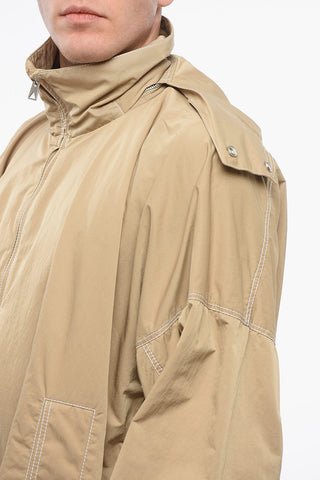 Parka in Nylon Tech con Cuciture a Vista