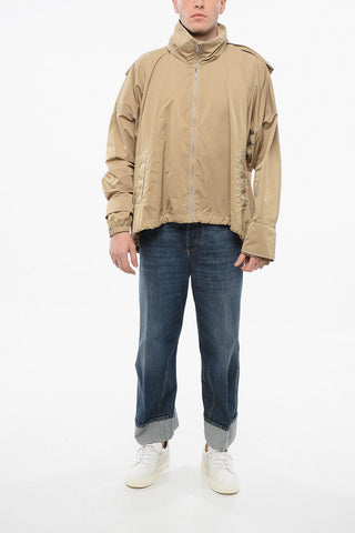 Parka in Nylon Tech con Cuciture a Vista