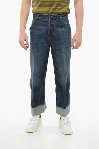 Jeans Baggy Cropped Fit con Risvolto 26cm