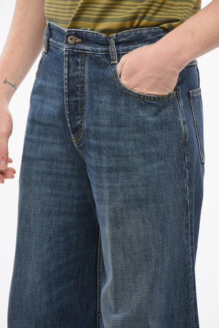 Jeans Baggy Cropped Fit con Risvolto 26cm
