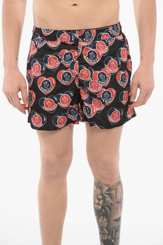 Costume da Bagno Boxer con Logo Stampato All-Over