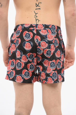 Costume da Bagno Boxer con Logo Stampato All-Over