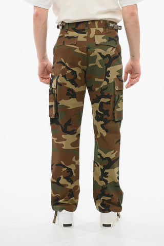 Camouflage Patterned Cargo Pants with Logoed Martingales