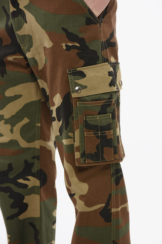 Camouflage Patterned Cargo Pants with Logoed Martingales