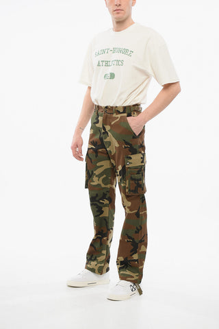 Camouflage Patterned Cargo Pants with Logoed Martingales