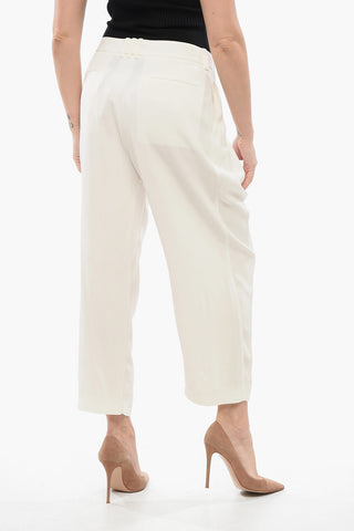 Viscose Tapered-Fit Pants with 1 Pleat