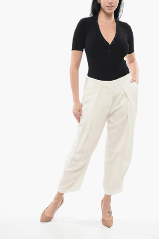 Viscose Tapered-Fit Pants with 1 Pleat