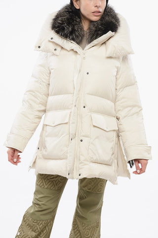 ARMY Quilted Down Jacket with Fur