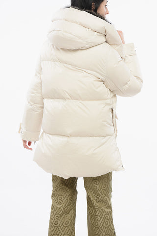 ARMY Quilted Down Jacket with Fur