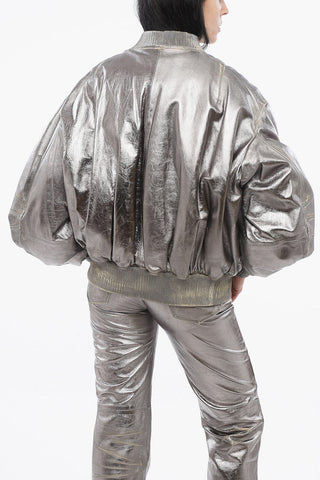 Mirror-like Leather ANJA Bomber with Vintage Effect