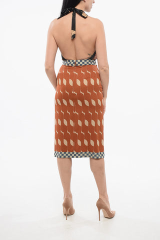 Silk Printed Dress with Self-tie Straps