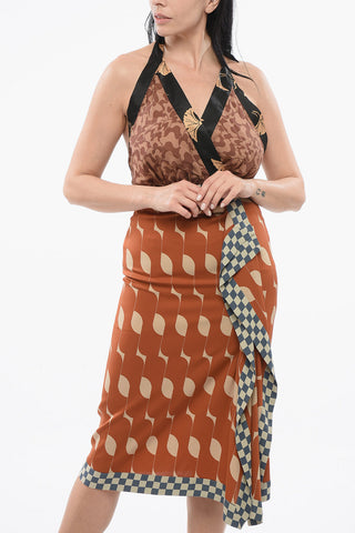 Silk Printed Dress with Self-tie Straps