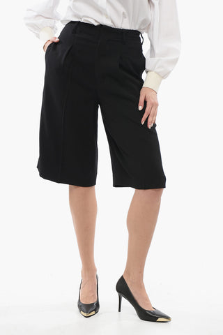 Wool Blend Pleated Shorts